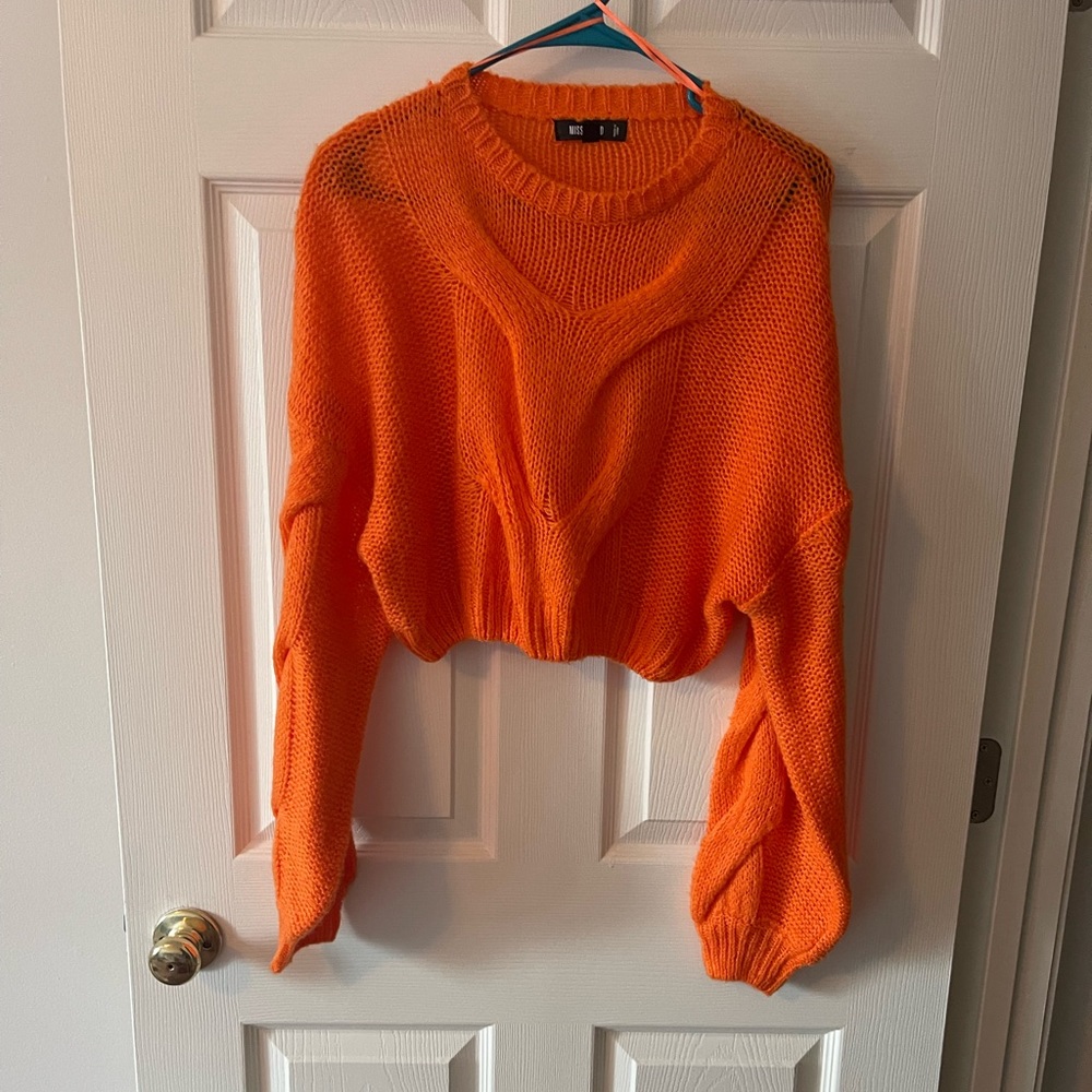 Missguided Lantern Sleeved Cropped Sweater
